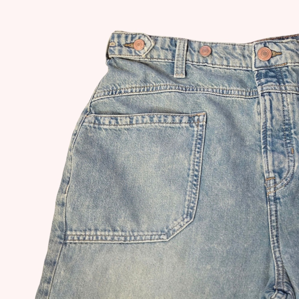 Free People Wide Leg Jeans Womens 31 Light Wash‎ Boho Relaxed Denim NWT - Picture 3 of 7